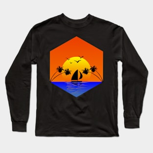 MINIMALIST SUNSET LANDSCAPE AT THE SEA Long Sleeve T-Shirt